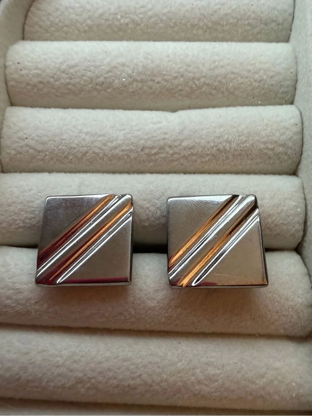 Classic Silver Pyramid Cufflinks - Men's Accessories